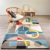 Tapis Salon 140x140 carre Ecru Lyn8 geome | Maisons du Monde