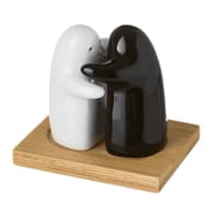 Salière et poivrière couple noir et blanc en céramique
