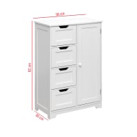 Meuble Bas De Rangement Commode Salle De Bain Glancy Blanc Elg-585