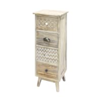 Cassettiera Verticale Stretta 3 Cassetti, Legno Bianco, 23x26x89 Cm, Per Bagno O Camera