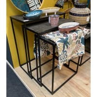 Console d'entrée (lot de 2) en aggloméré imitation bois et métal noir ...