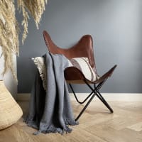 Plaid in cotone grigio agata 127x152-PLAID EN COTON