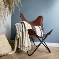 Plaid in cotone bianco argilla 127x152-PLAID EN COTON