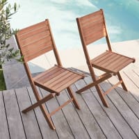 Lot de 2 chaises de terrasse pliantes avec accoudoirs en bois Lot de 2 chaises de terrasse pliantes avec accoudoirs en bois