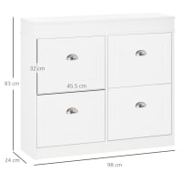 FSR64-W Panca Scarpiera Slim Bianco | Mobile Ingresso Salvaspazio Profondo 24cm | Panchina con Cuscino e Ripiani Regolabili– -IT
