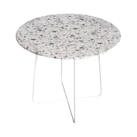 Kare Design Schickeria Table Basse En Marbre Blanc, 80 Cm De Diametre Table Dappoint Table De Salon Aspect Marbre Structure En Acier Ronde Retro