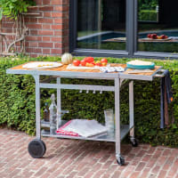 Cook'in Garden Desserte Métal Clipsable Pour Plancha COBAN - Table Barbecue Extérieure à Roulettes 97x65cm