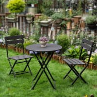 Tavolo da giardino pieghevole e 2 sedie pieghevoli verde tiglio - Oviala Annecy