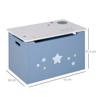 Cassapanca baule portagiochi panca per bambini in legno blu e bianco