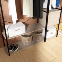 Portant Vêtements Bois Et Métal KLEID - Lot De 2 - Étagères Modulables, Barre De Penderie, Caissons - Dimensions 120x50x200 Cm Chacun
