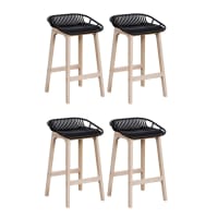 2 Tabourets De Bar Scandinaves – Pieds En Chêne, Assise Plastique Blanc, Hauteur 65 Cm, Design Moderne Pour Îlot Cuisine