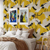 Papel pintado garzas en papel ecológico fino,8 hojas-Asiatiche