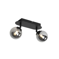 Faretto Art Déco Qazqa Vidro: 1 Luce In Vetro Fumé Nero, Lampada Da Interno Con Attacco E14!
