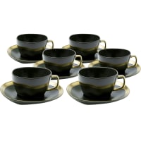 Set Tasse à Café + Soucoupe Maisons Du Monde - Porcelaine Grise Contemporaine, Neuf