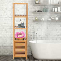 RoyalHouse Armadietto In Bambù – 2 Ante E 3 Ripiani Aperti – Mobile Organizer Per Bagno, Cucina, Soggiorno – Ecologico