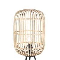 Lampada da terra rurale nera in rattan con lampadina smart E27 A60-Manila
