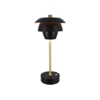 Lampe à poser rechargeable en métal noir et doré-Moxy