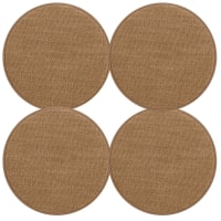 Coussins De Chaise Ronds Réversibles - Feutre Et Cuir Synthétique - Lot De 4 - Diamètre 35 Cm (Gris/Cognac)