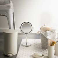 Set Brosse Et Support WC + Poubelle à Pédale 3L – Blanc, Salle De Bain, Carré MATCH