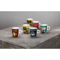 Lot De 6 Tasses à Thé En Porcelaine Avec Support En étain - Vintage Peltro Puro 95