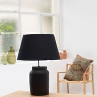 Pied de lampe metal / tek bois noir / naturel 184 cm