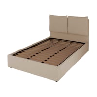 Letto Contenitore 140x190cm Licia Tessuto, Beige-Licia tessuto