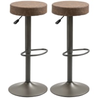 HOMCOM Set 2 Sgabelli da Bar con Altezza Regolabile, Base in Metallo e