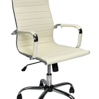 Sedia da ufficio in ecopelle beige-TORINO