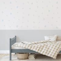 Tenda da doccia blu con foglie di eucalipto, tende decorative