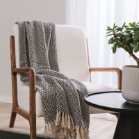 Plaid in cotone nero 125x150-Jasmin