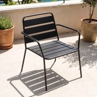 Fauteuil De Jardin Bas Palavas En Métal Gris Anthracite - Acier Thermolaqué, Design Moderne, Confortable, 65x70x76 Cm