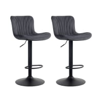 VASAGLE Set Di 2 Sgabelli Da Bar Girevoli Regolabili, Rivestimento In PU Grigio, Seduta Imbottita 6 Cm, Con Schienale E Poggiapiedi, Portata 120 Kg - 2