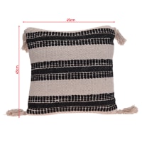 2 Federe Copricuscino Beige In Lino E Cotone 45x45 Cm: Cuscini Decorativi Bohemien Con Nappe E Pompon