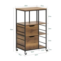 Carrello Salvaspazio Con Ruote 360° In Acciaio Inox, 3 Ripiani, 60x35x75 Cm, Per Cucina Bagno E Ufficio