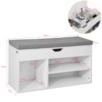 Scarpiera ALAN A Tre Scomparti Con Contenitore - Bianco E Grigio - 104x29,5x49 Cm - Da Montare - 5