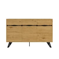 Consola de madera natural con puertas