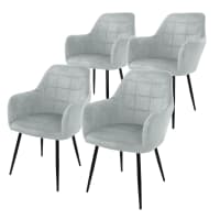 Set di 2 sedie design moderno e lussuoso, in velluto, gambe in metallo stabili, grigio e argento | Leroy Merlin