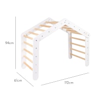 MEOWBABY Triangle Pikler Montessori 59x61 Cm – Escalade Intérieur/Extérieur En Bois Blanc – Développe Motricité Et Créativité