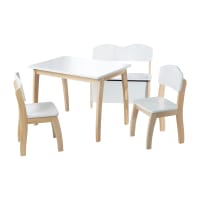 Lot De 2 Chaises Enfant JIRAFFITY - Design Marin Poisson Et Coquillage - Bois Robuste Avec Bords Arrondis