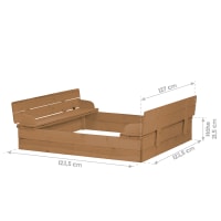 Bac à sable bois carré dim. 1,18L x 1,18l x 1,18H m - hauteur, inclinaison toit réglables, refermable - 2 bacs - bois sapin autoclave Bac à sable bois carré dim. 1,18L x 1,18l x 1,18H m - hauteur, inclinaison toit réglables, refermable - 2 bacs - bois sapin autoclave