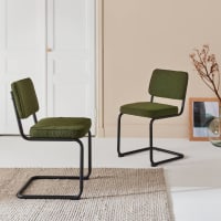 Lot De 2 Chaises Cantilever MARIA En Velours Côtelé Terracotta - Style Vintage, Pour L'intérieur