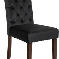 Chaise En Velours Gris Anthracite Avec Dossier Capitonné - ARON
