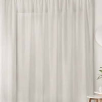 Voilage Blanc Effet Lin 240x240cm - Rideau Tamisant Moderne Avec Galon Fronceur