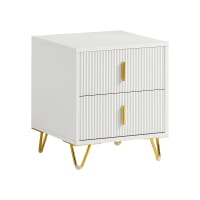 Comodino bianco comodino con 2 cassetti tavolino salotto 40x40x47 cm