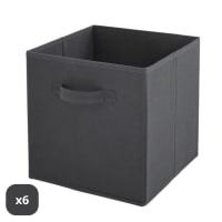 Lot de 6 paniers  pliables en tissu gris 27x27x27cm