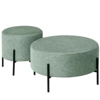 Pouf rotondo con coperchio Leon 38 cm / H 35 cm mdf e velluto grigio