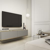 TV-Ständer Holzeffekt Creme und Schwarz AURA | Maisons du Monde