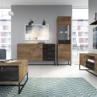 TV-Ständer Holzeffekt Creme und Schwarz AURA | Maisons du Monde