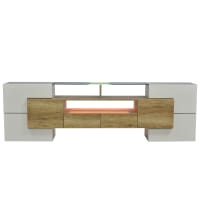 Meuble TV, meuble bas, armoire blanche brillante et pieds de table