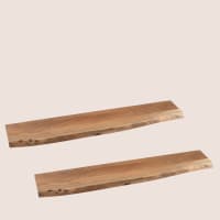 Tiasott Lot De 3 Étagères Murales Flottantes Blanc Bois Massif - Rangement Invisible Pour Déco Murale
